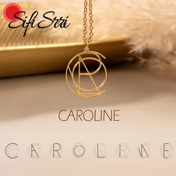 Sifisrri Custom Name Logo Necklace for Women Monogram Stainless Steel Jewelry Handmade Chain Pendant Birthday Personalized Gift