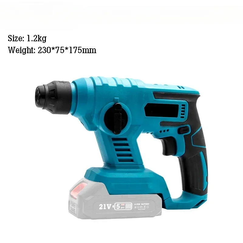 21V Brushless Electric Hammer Cordless Impact Drill Electric Screwdriver Power Tool 3 in 1 Drill Holes Tool for Makita Battery