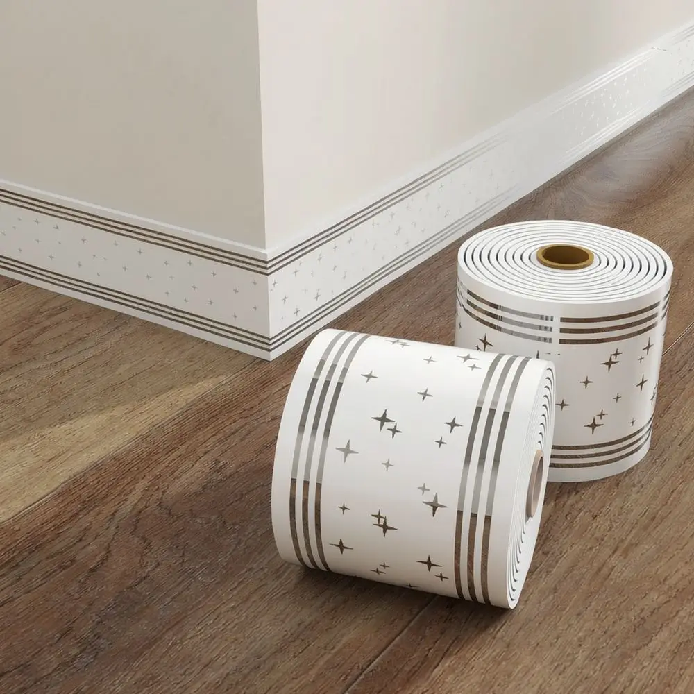 Waterproof Self Adhesive PVC Skirting Border Sticker Modern Decorative Molding Trim For Wall Waistline And Furniture Edging