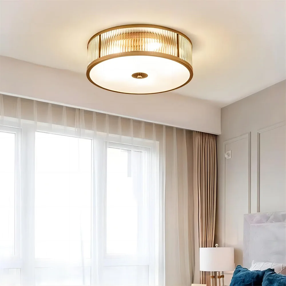 All Copper Crystal Ceiling Light Creative Personality Bedroom LED Ceiling Lamp Simple European Dining Light Study Light