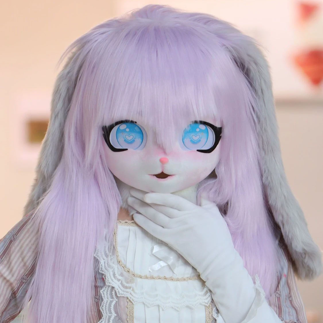 Fursuit Kigurumi Mask Cosplay Furry Costume Sweet Lolita Lop Ear Rabbit Animal Doll Kig Paws Head Base Fursuit Cosplay Costume