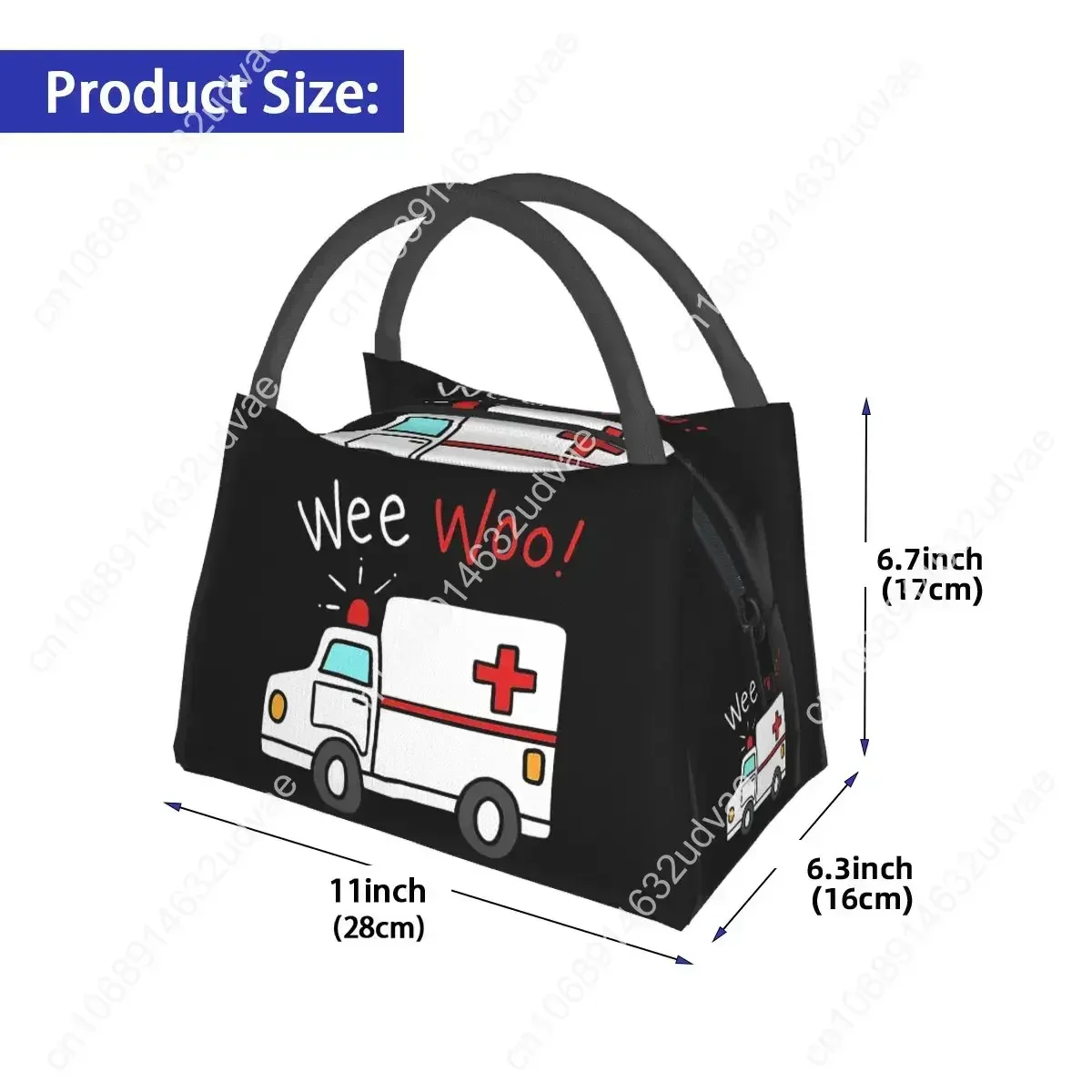 Tas Makan Siang Ambulans Paramedis Kotak Bento Terisolasi Tas Piknik Tote Makan Siang Dapat Digunakan Kembali Tas Termal Pendingin untuk Sekolah Wanita dan Anak Perempuan