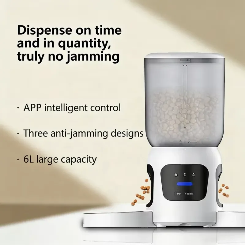 USMILEPET Dual-bowl Smart Pet Feeder with Dual HD Cameras Multi-Pet Scheduled Feeding with Voice Recording Automatic Pet