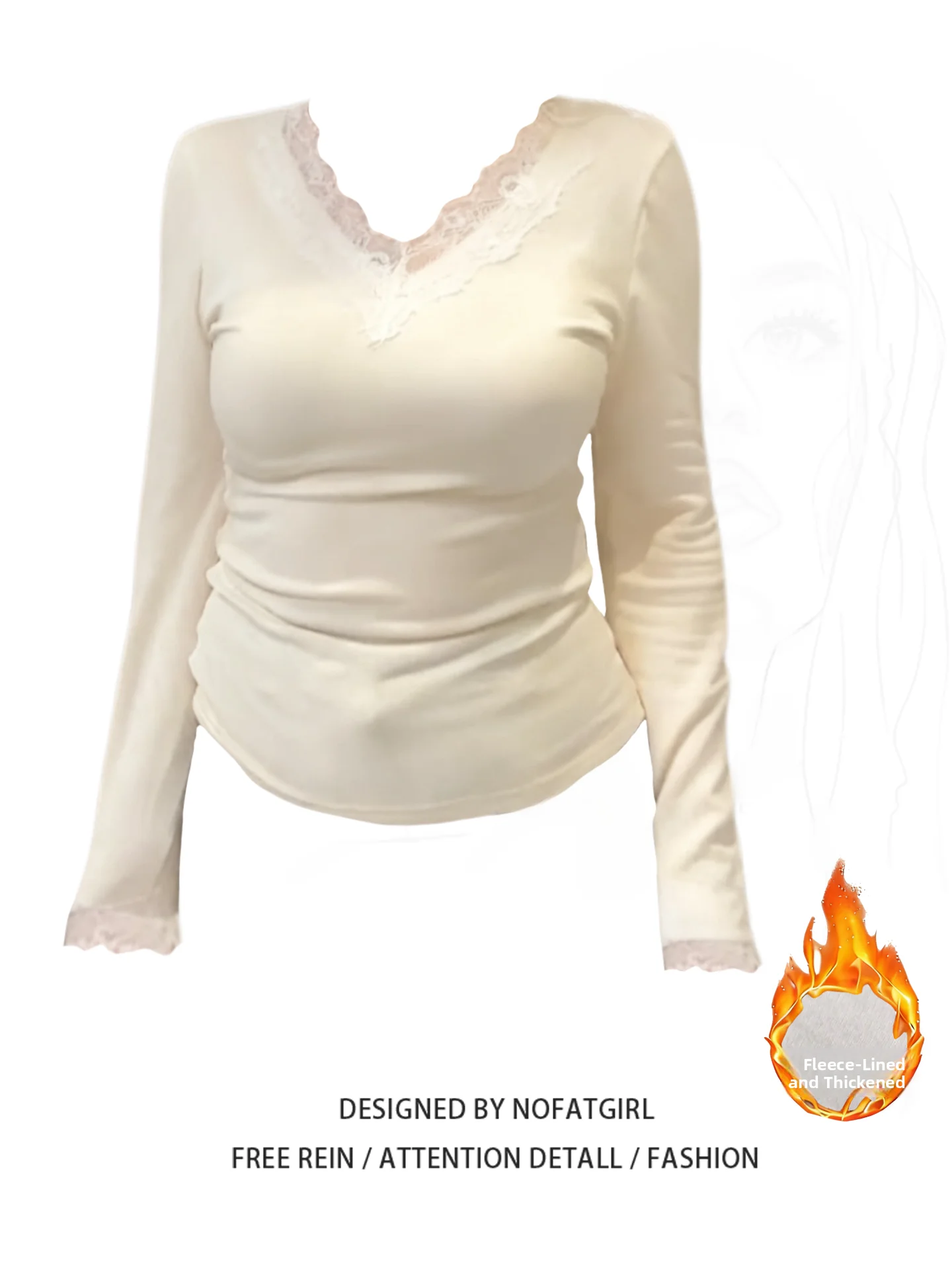 

Женская утепленная футболка больших размеров с V-образным вырезом, базовая, осенне-зимняя, утягивающая, модная, повседневная, с длинным рукавом