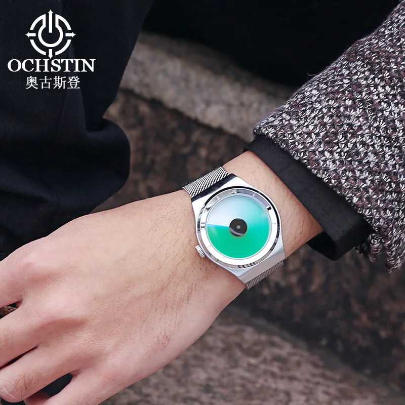 OCHSTIN Elegant Business Legend Dress Watch Built Solid Alloy Frame Men's Breathable Stainless Steel Mesh Strap Quartz Watch