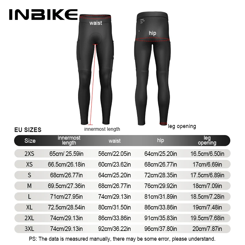 INBIKE Professional Cycling Pants Padded Men Winter Fleece Biking Clothing Bike Riding Pants Tights Road Bike Mountain Trousers