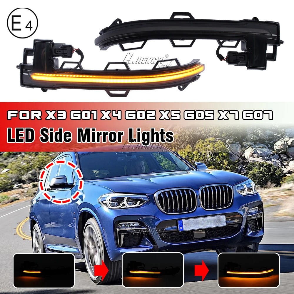

1 Pair LED Dynamic Side Mirror Turn Signal Light Indicator Blinker Sequential Lamps For BMW X3 X4 X5 X7 2018-2022