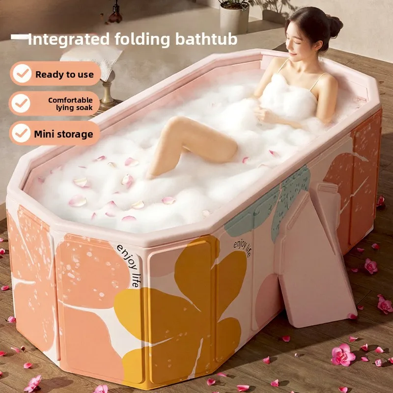 New Foldable Rectangular Bath Tub Adult Double Foldable Bathtub Home Use Quick Open Insulated PVC Soaking Tub Portable Bathtub
