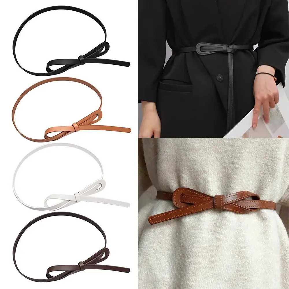 حزام نسائي أنيق Y2k بإبزيم معدني قابل للتعديل وأشرطة خصر نحيفة من جلد البولي يوريثان معطف فستان رفيع وحزام خصر مزخرف #3