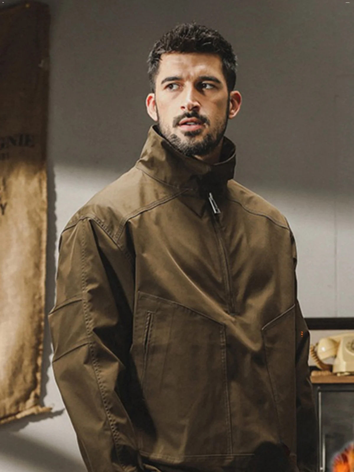 

Thiened Fce Рабочая одежда на подкладке Jaet Мужская зимняя ветровка с воротником-стойкой Верхняя одежда American Sle Свободный крой из полиэстера...