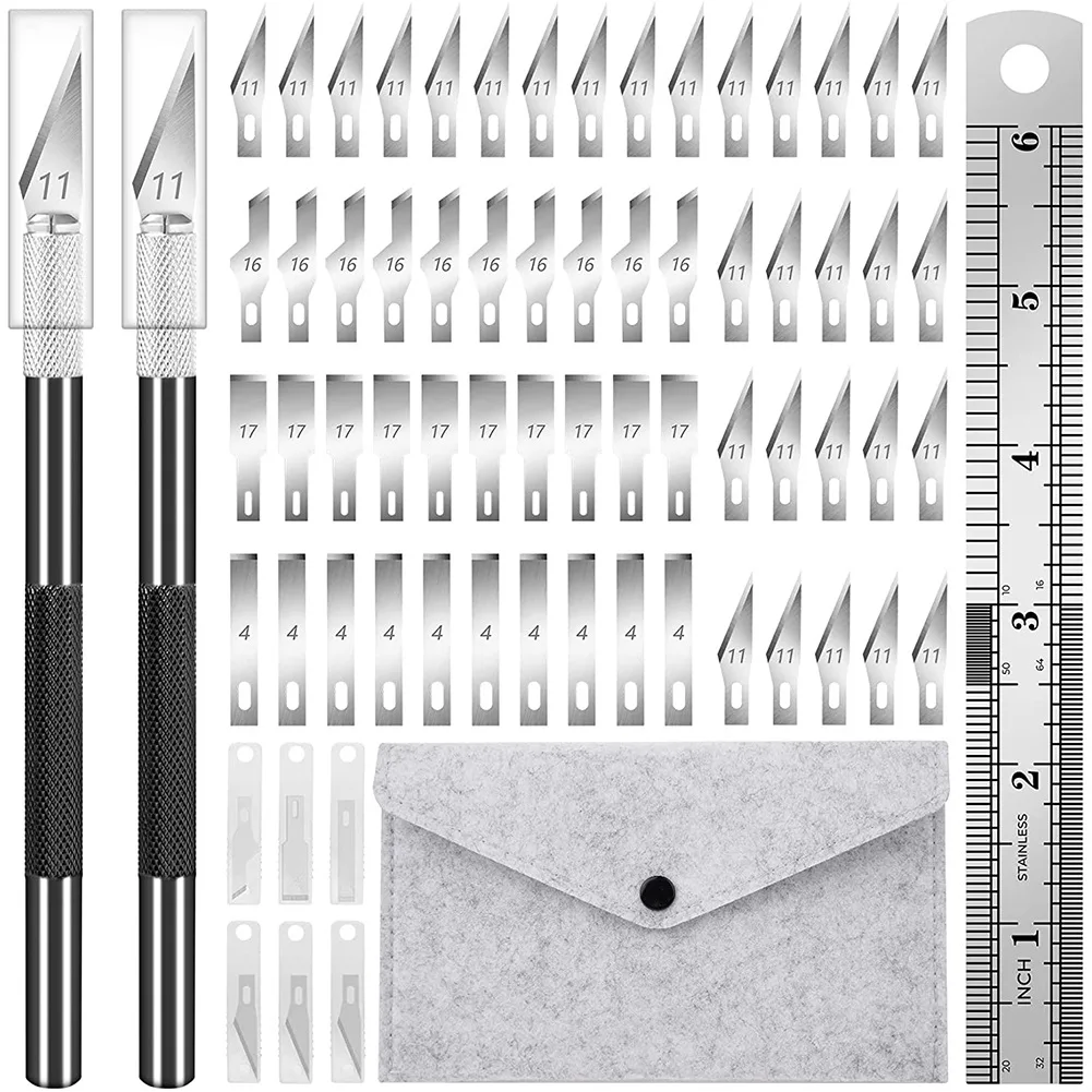 

64 Pcs Exacto Knife Precision Craft Exacting Hobby Knife Set with Blades,Ruler,Craft Knife Set for DIY Artwork Carving