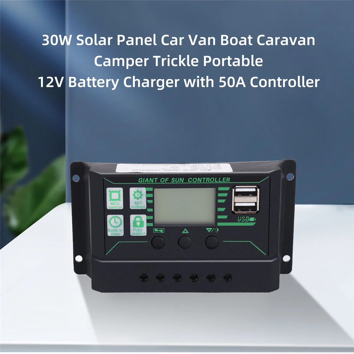 30W Solar Panel Car Van Boat Caravan Camper Trickle Portable 12V Battery Charger with 100A Controller