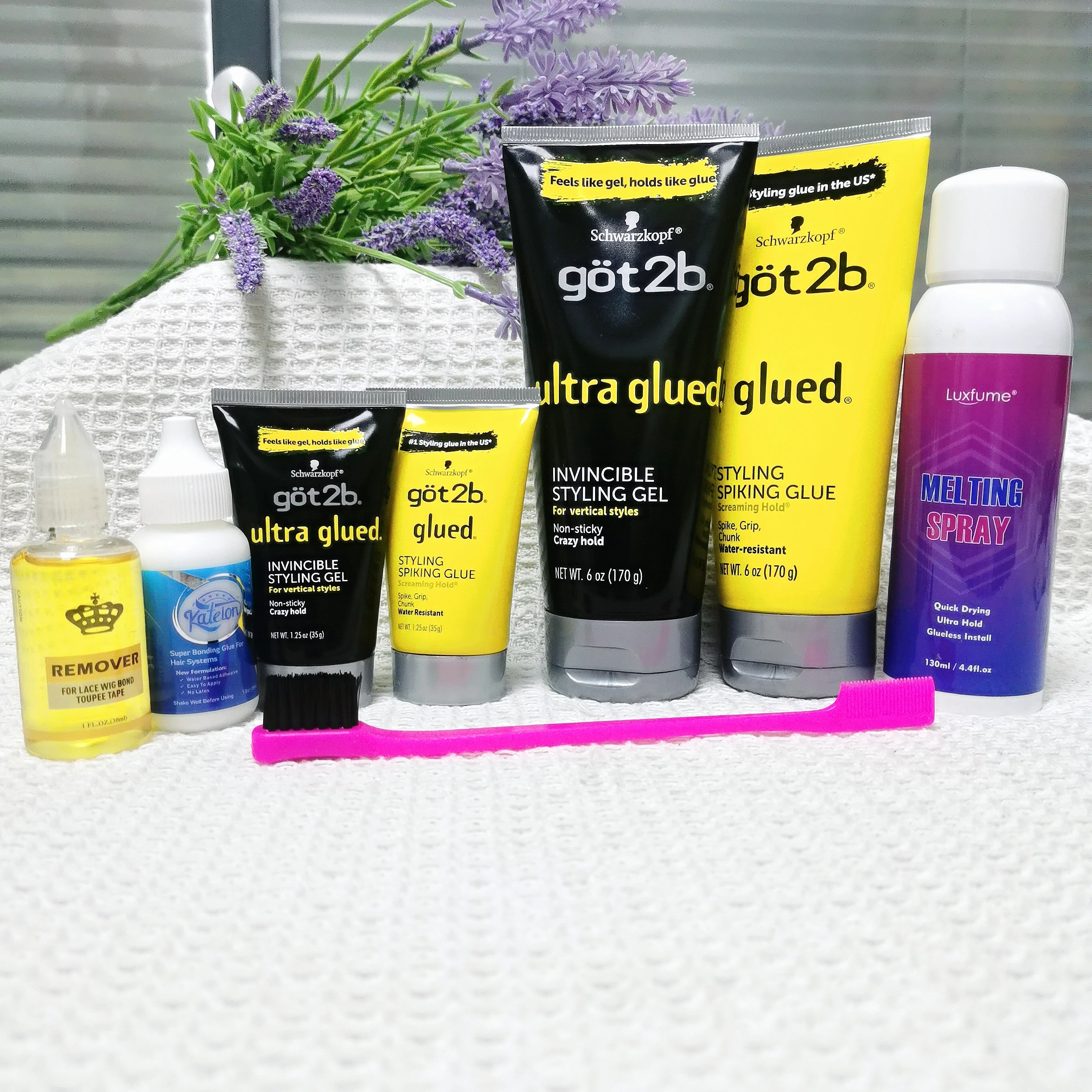 

Got2b Glued Spray Waterproof Got2b Spray for Wigs Invincible Hair Styling Gel Got2b Glue for Hair Non-sticky No Flakes 35g/170g