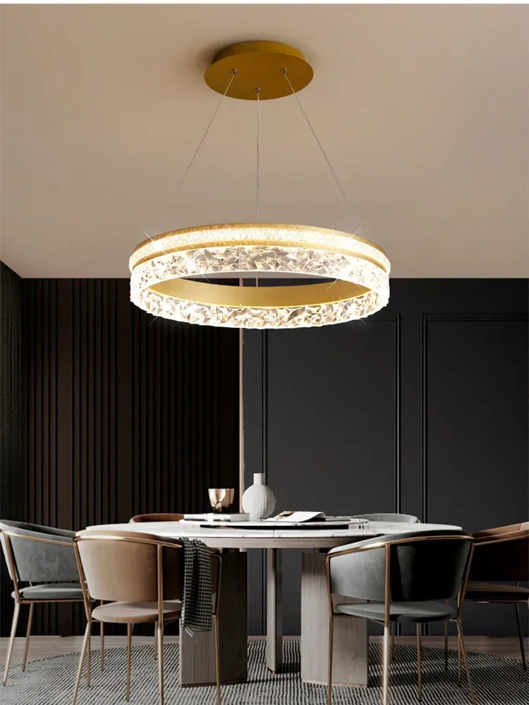 Modern Led Round Ring Ceiling Chandelier Remote Control Pendant Lamp Living Dining Room Bedroom Home Decor Hanging Light Fixture