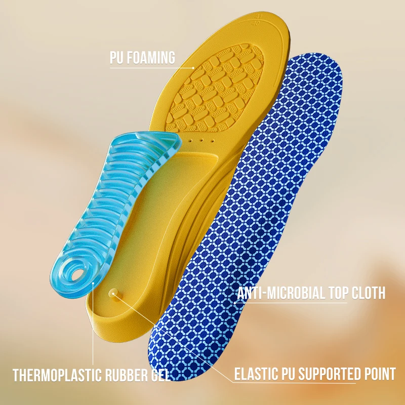 Dual Shock Absorption Insoles for shoes top quality cushions breathable comfortable foot pain relieve shoe