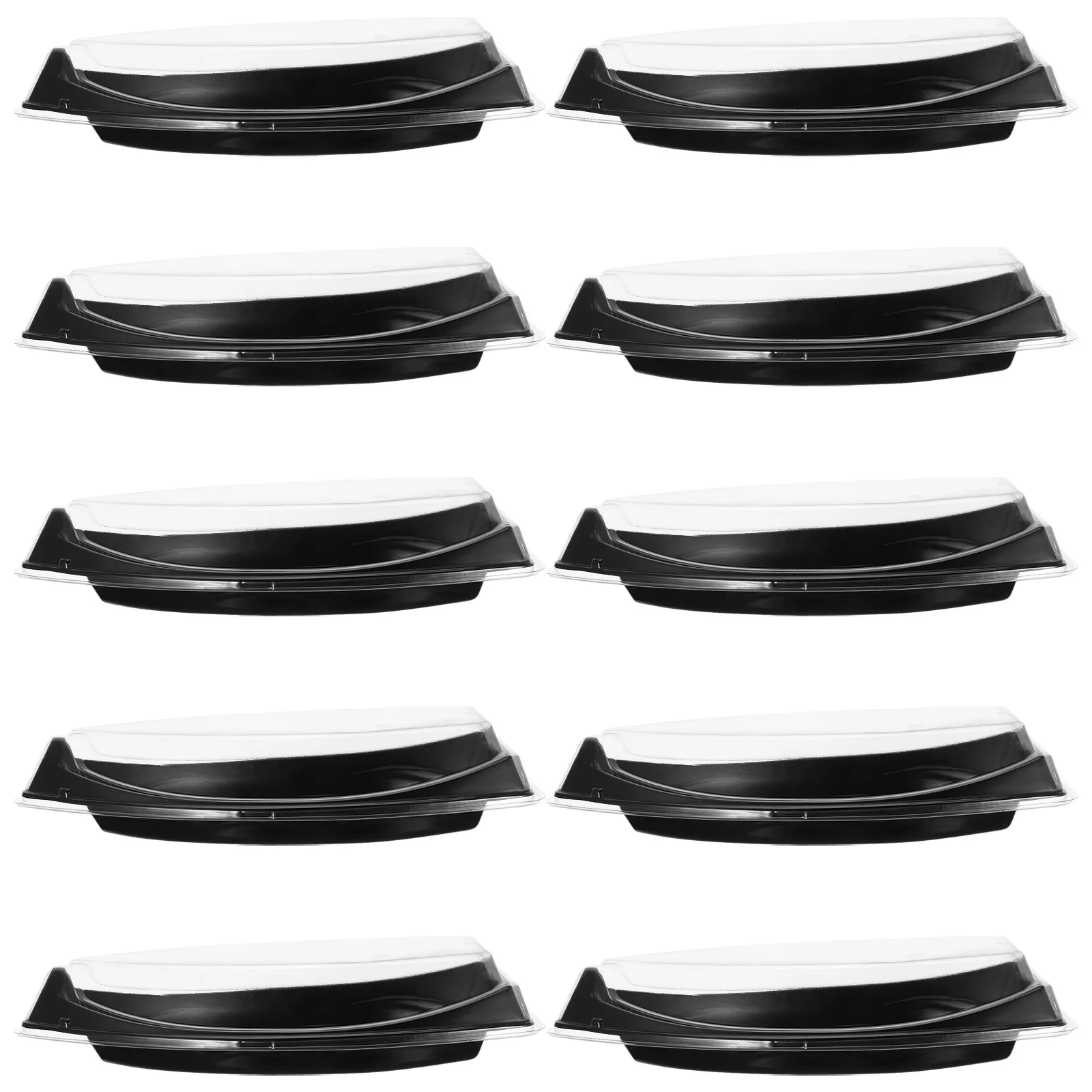 

10Pcs Plastic Sushi Sashimi Box Boat Shaped Takeout Containers Lids Japanese Style Catering Home Parties Events Sushi Trays