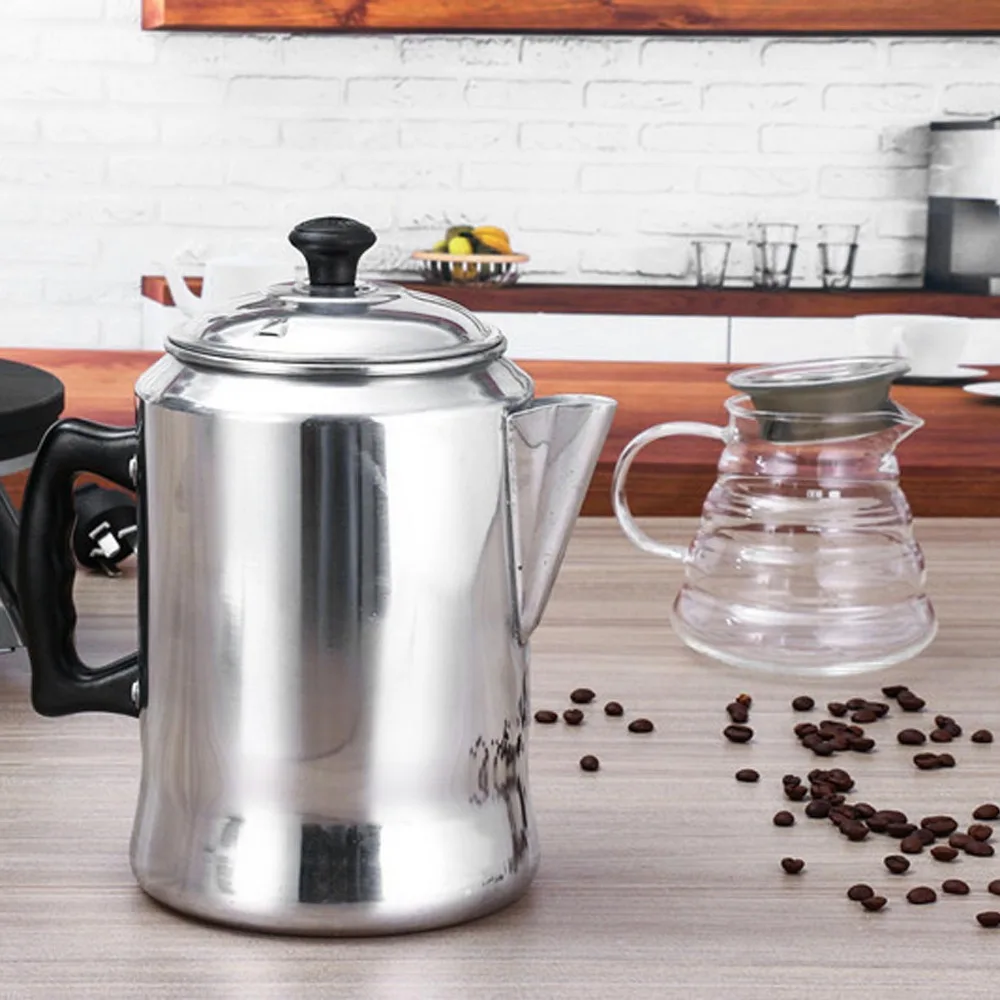 3L Capacity Tea Kettle Aluminum Alloy V Shaped Spout Hot Water Kettle With Lid Fast Heat Conduction Coffee Percolator Pot