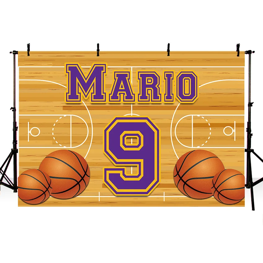 Mehoving Latar Belakang Ulang Tahun Anak Laki-laki untuk Fotografi Lapangan Basket Olahraga Anak Laki-laki Baby Shower Latar Belakang Kustom Studio Foto Zona Foto