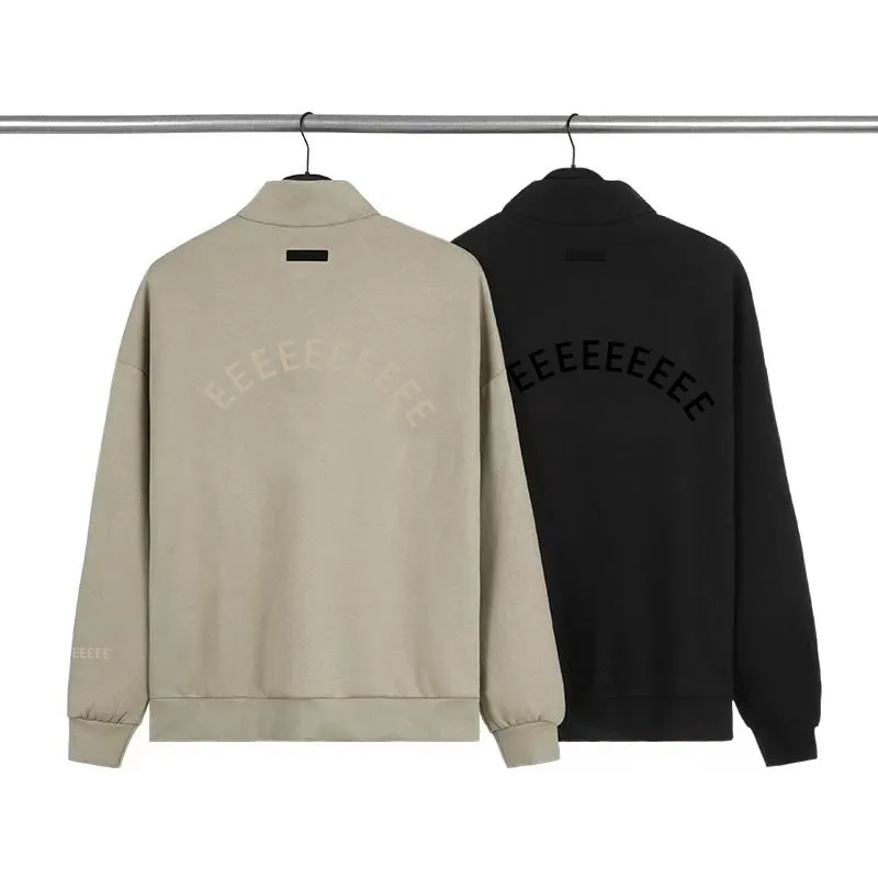 

Season 8 Classic Brand Men's Zipper Sweater Fashion Design Arched Silicone Letter Standing Collar Hoodies High Street Loose Coat