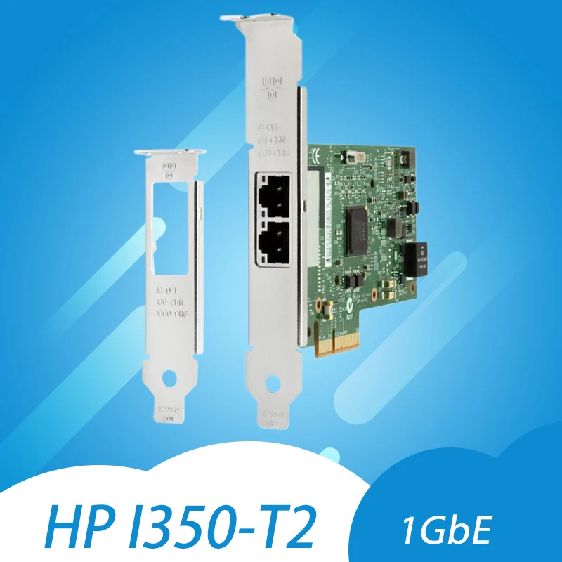 HP NC360T 네트워크 카드 I350-T2, 인텔 이더넷 서버 기가비트 LAN 어댑터, I350T2V2BLK 칩, 듀얼 RJ45 포트, NIC, 1GB