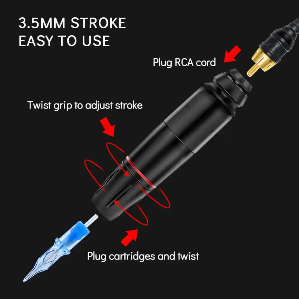 Complete Tattoo Machine Pen Kit Power Supply Cartridge Pen With Mix Size Cartridges Needles Set for Tattoo Permanent Makeup Kit