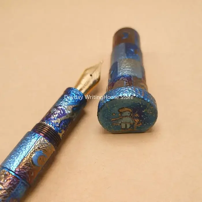 Creative Handmade Customized Titanium Alloy Fountain Pen BOCK NO.6 Nib Hand-engraved Signature Pen Copper Gift Collection