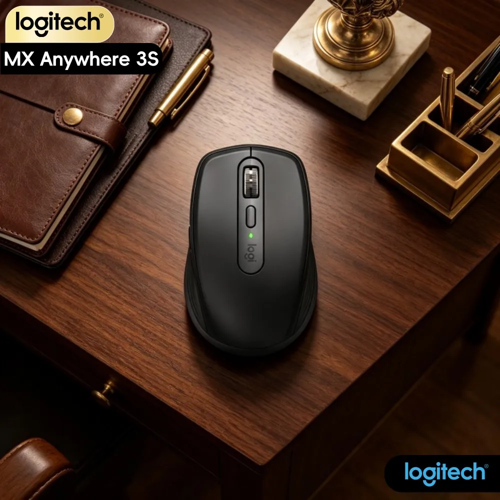 Premium Logitech MX Anywhere 3S - 8000 DPI, Hyper-Scroll, Silent Click, 3-Device Connect, USB-C Quick Charge, Anti-Slip Grip