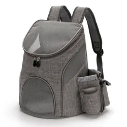 Mochila transpirable plegable para perros y gatos, doble correa