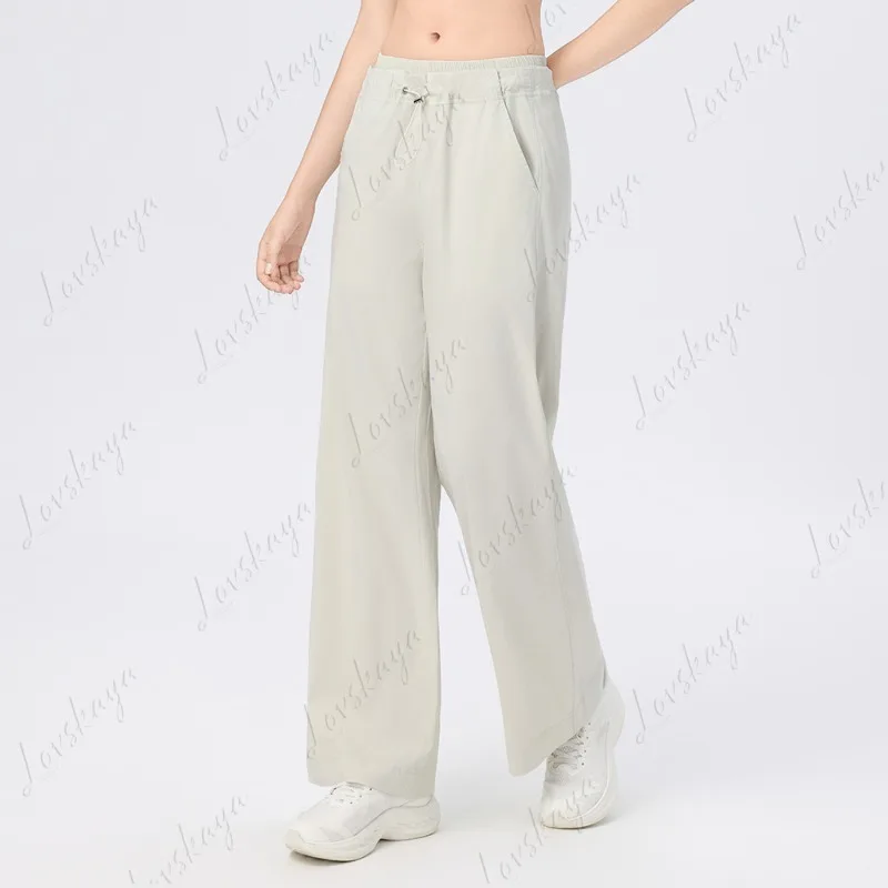 

Новые спортивные брюки для йоги, женские свободные брюки с высокой талией и двойной талией, быстросохнущие, повседневные, для бега, для фитнеса, с широкими штанинами