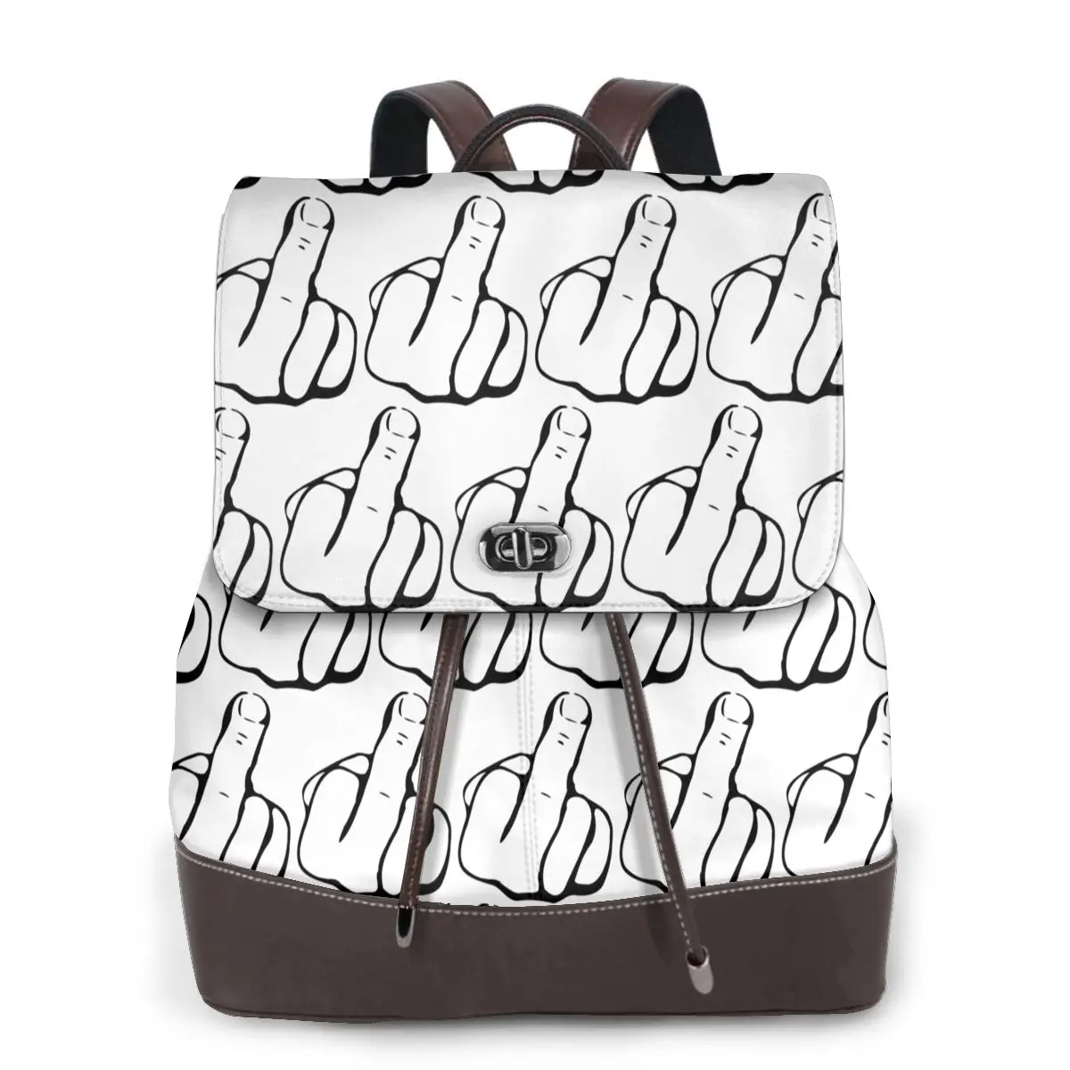 Hand Gesture Design Middle Finger Shows Middle Fingers Bookbag School Student Bags Hiking Travel Daypack Women Derma Backpack