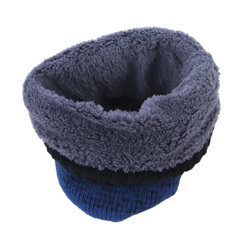 Sciarpa autunno inverno solido peluche anello sciarpa addensato doppio strato caldo Cashmere lavorato a maglia copertura del collo sciarpa resistente al freddo all'aperto