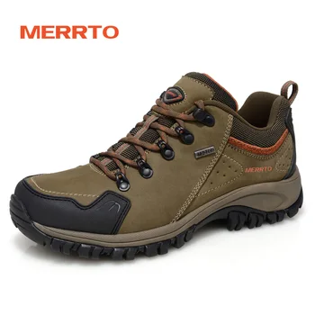 MERRTO-Sapatos de couro para homens e mulheres, botas táticas, tênis de escalada, trekking, caça, turismo, respirável
