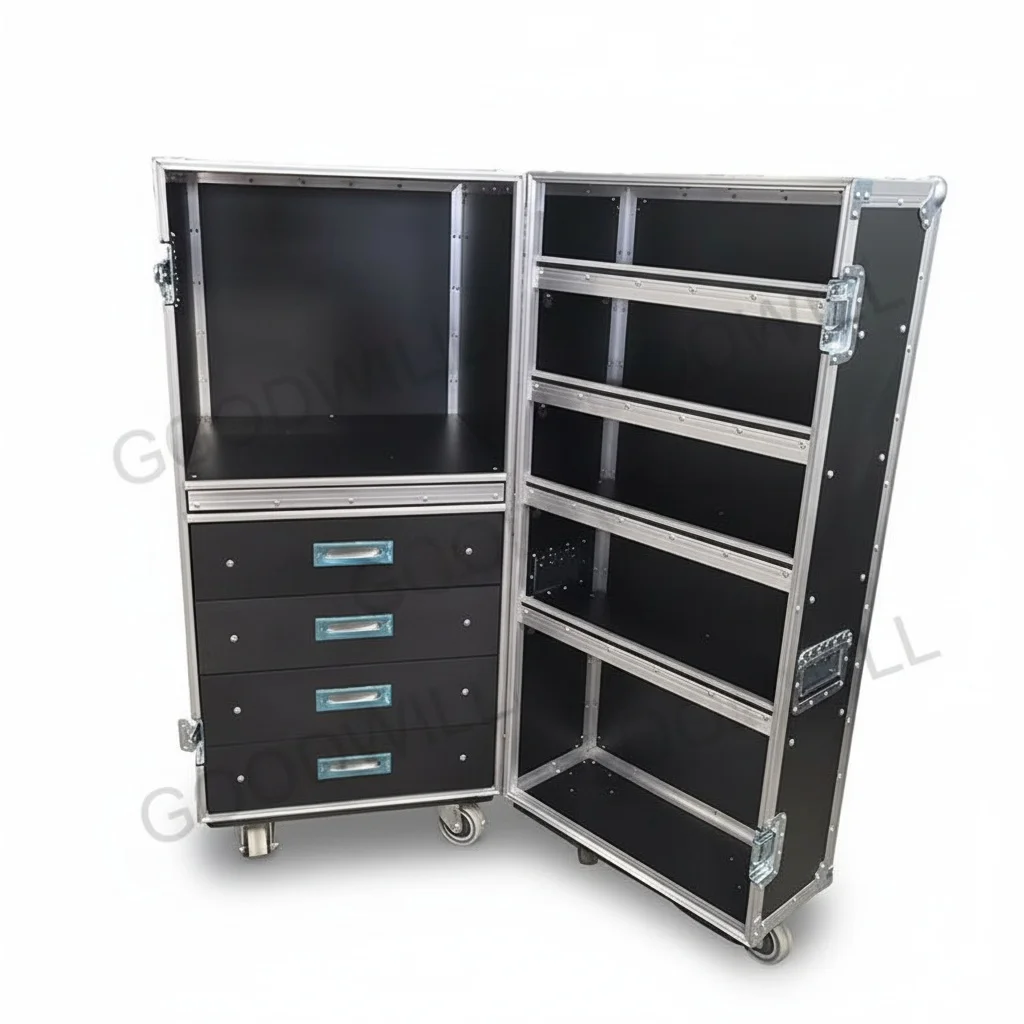 

4-Drawer Flight Case, Aluminum 9mm Fireproof Laminated Plywood, Crew Tool Case, Customizable Industrial ATA Case