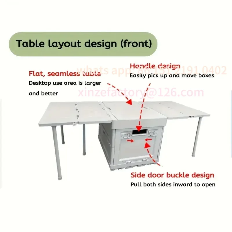 

Customizable Outdoor Folding Table Camping Box Storage Case with Lid Travel Dual-Use Picnic Table