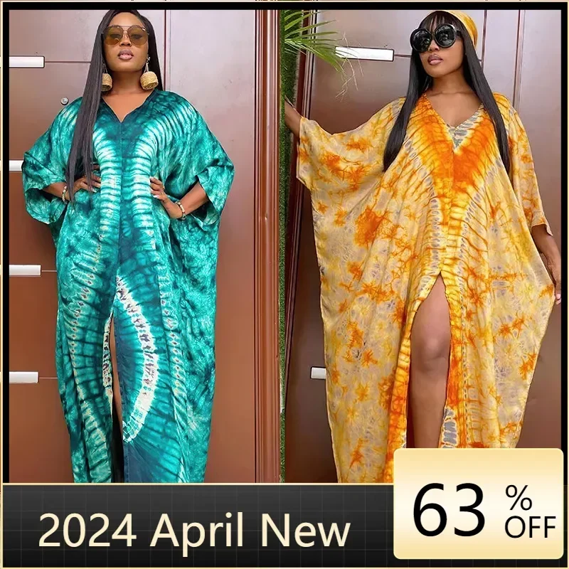 

African Dresses for Women Elegant 2024 Dashiki Abaya Maxi Dress Africa Clothes Ankara Dresses Spring Autumn Plus Size Dresses