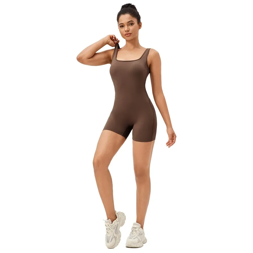 

Women Seamless Sexy Yoga Jumpsuit U-Neck Sleeveless Elastic Quick Drying Fitness Sportswear One-Piece Short Yoga Gym Exercise
