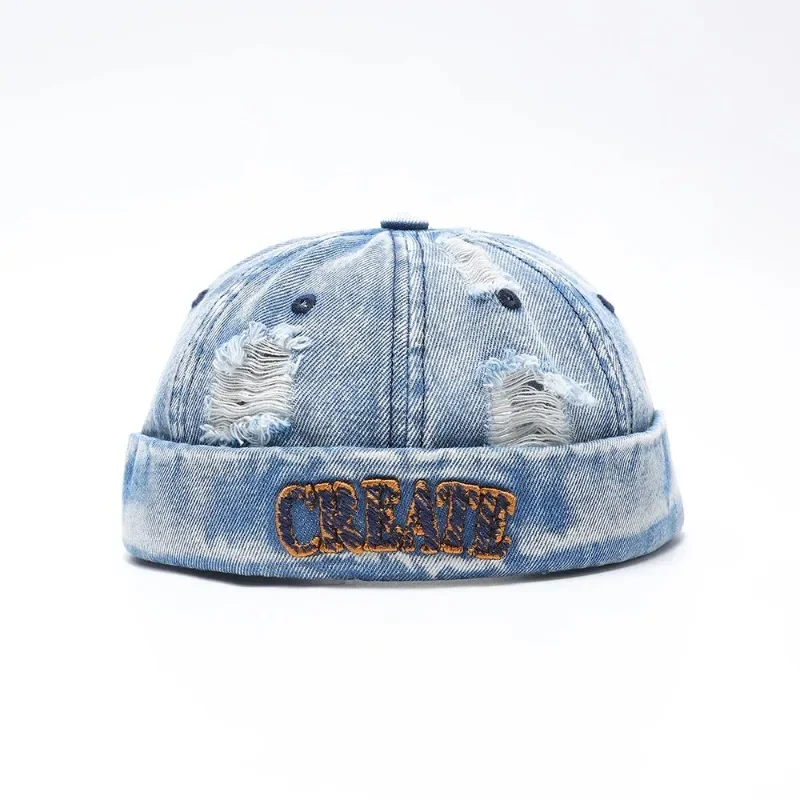 Nueva Gorra Docker de Mezclilla Retro Bocca, Estilo Splicing, Gorras sin Visera, Gorro Ajustable, Estilo Urbano, Vintage