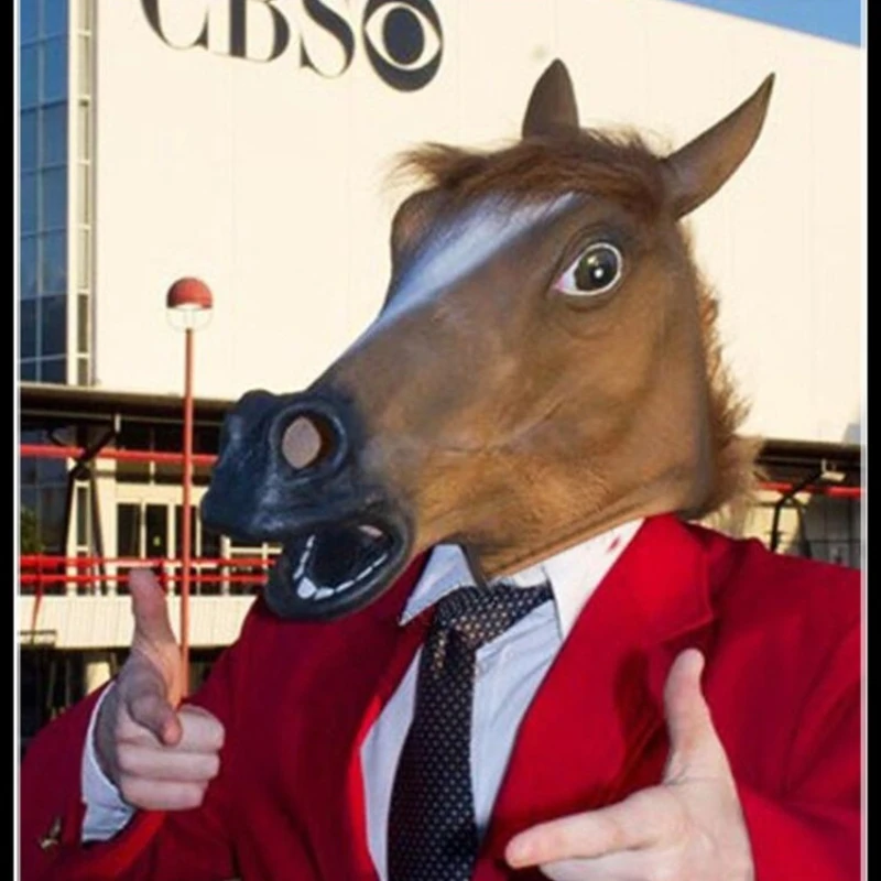 ハロウィンコスプレ面白い馬の頭マスク男性茶色の馬マスクラテックスマスク動物の帽子ノベルティ小道具ホラー変装マスク