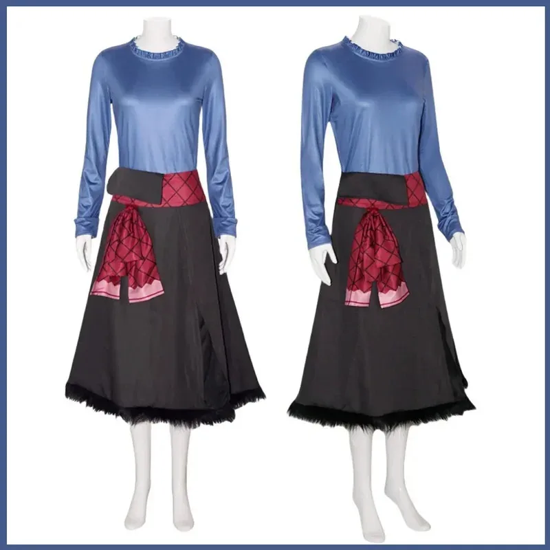 CyNew 애니메이션 스파이스 앤 울프 홀로 코스프레 의상 가발 블루 탑스 유니폼 스커트 성인 여성 할로윈 가장무도회 복장