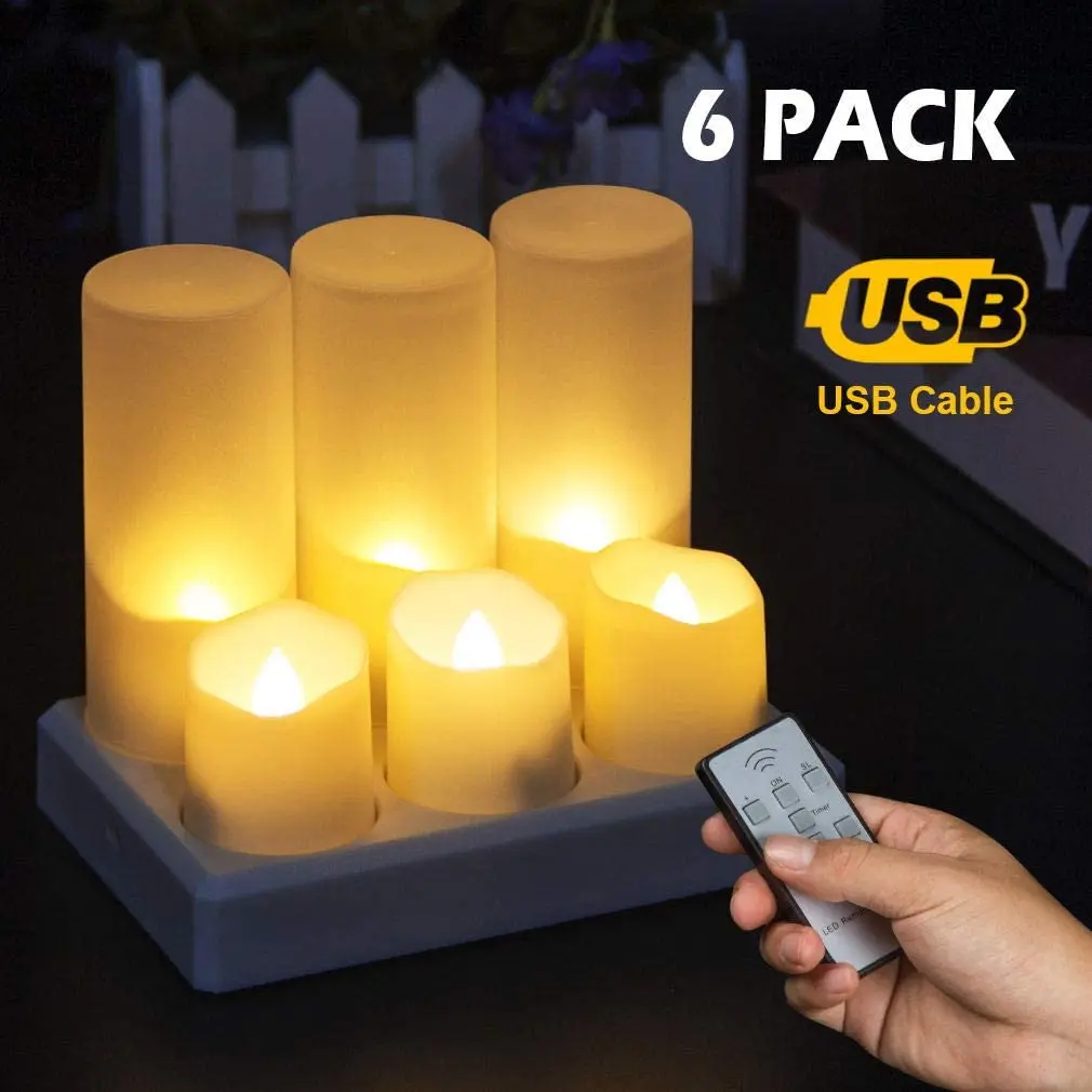 FPOO Rechargeable Led Candles Flameless With Remote Control Timer LED Lighting Lamp For Home Decor Holiday Light Electron Candle