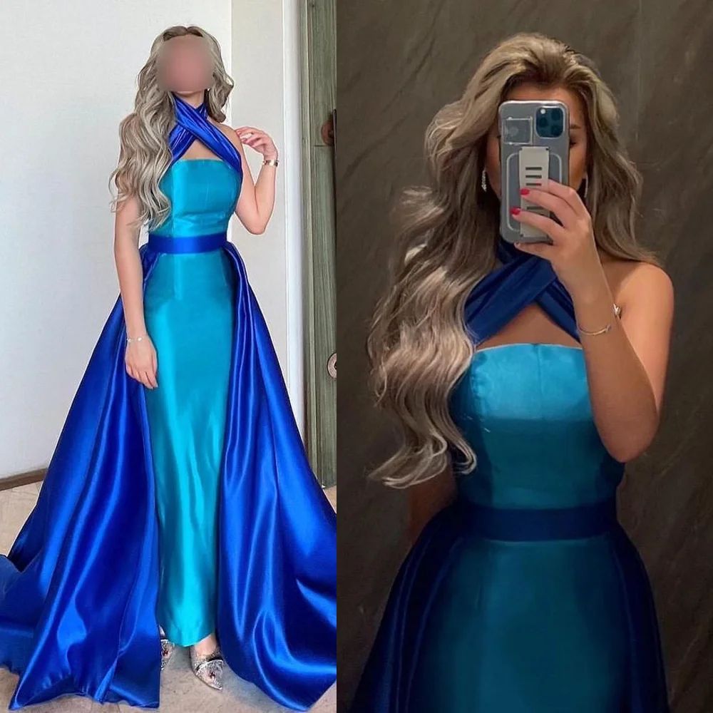 Tafetá Evening Prom Dress, Elegante vestido de baile Halter, Vestido aberto para trás, Traje noturno para ocasião