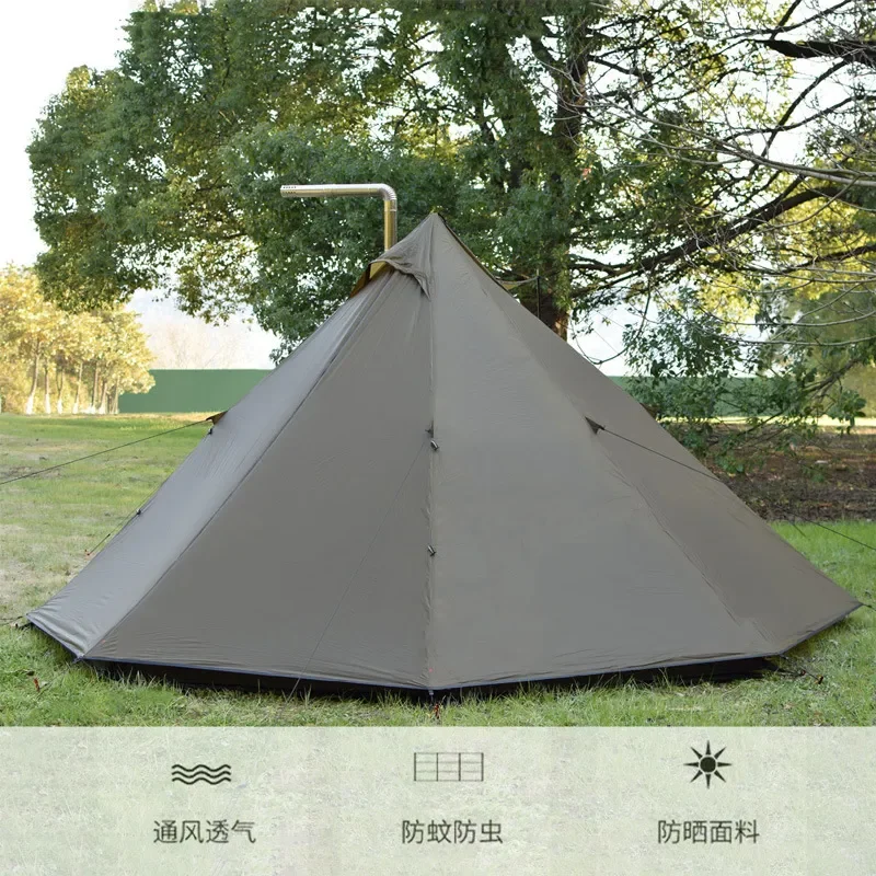 Outdoor Camping Tent Folding Portable Canopy Double Door Pyramid 2m Lightweight Park Tent