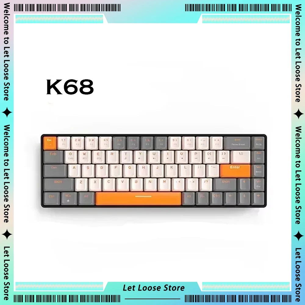 ZI YOU LANG K68 Mechanical Keyboards 2.4G Wireless Bluetooth Hot Swap Keyboard Double-mode Low Delay Keyboard PC   Accessories