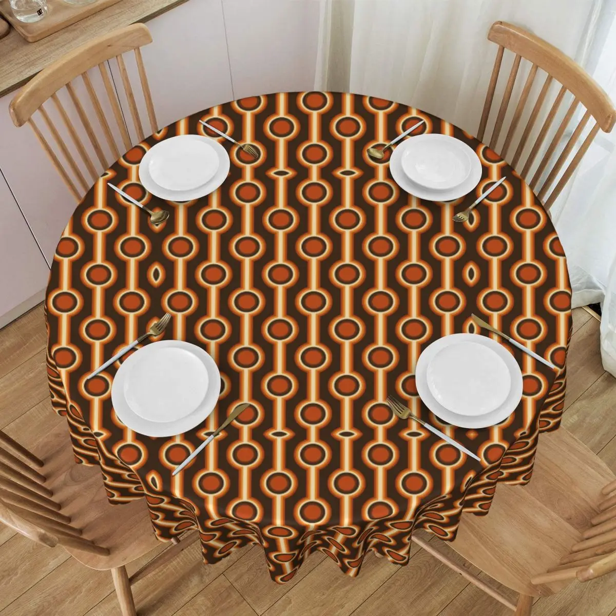 Round Tablecloth Tablecloth 60 inch Kitchen Dinning Table Cloth Spillproof Mid Century Table Cover