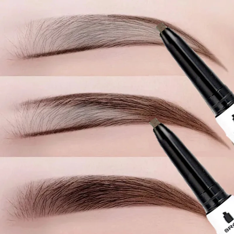 Double Head Ultra-fine Eyebrow Pen Makeup Waterproof Lasting Black Brown Non-Smudged Eye Brow Pencil Tint with Brush Cosmetics