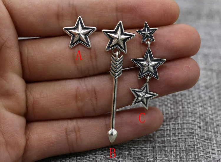 Cody Trendy Persoonlijkheid Sieraden Vijfpunts Ster Oorbellen Vrouwelijke 925 Sterling Zilveren Lange Oorbellen Vintage Punk Hip Hop Stijl