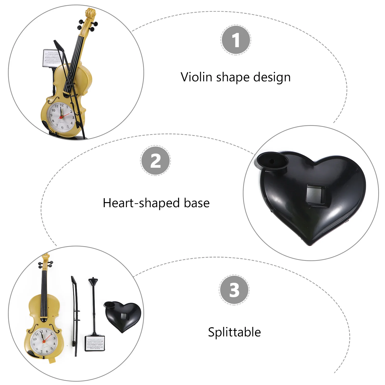 

Violin Alarm Clock Electric Bedside Bedroom for Kids Decorations Plastic Clocks Student
