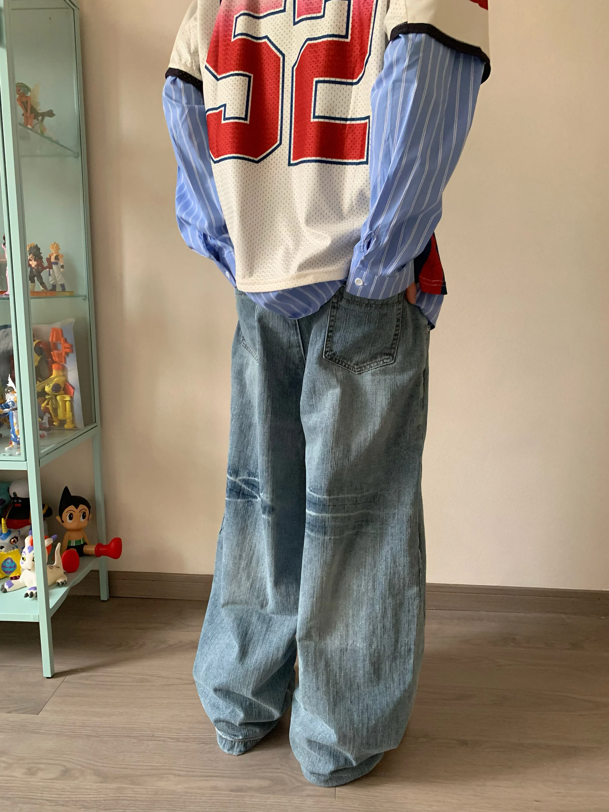 جديد الأمريكية الرجعية المعتاد جينز غير رسمي فضفاض صالح الرجال النساء السراويل الطويلة مستقيم الساق منتصف الخصر سستة يطير مريحة الخريف