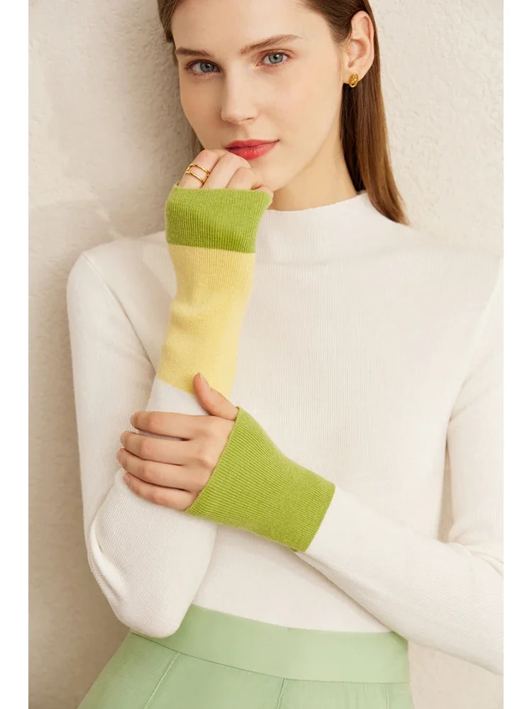 Amii Minimalism Winter Warm Sweaters for Women 2024 Fashion Turtleneck Knitted Patchwork Office Lady Jumper Sweater 12241127