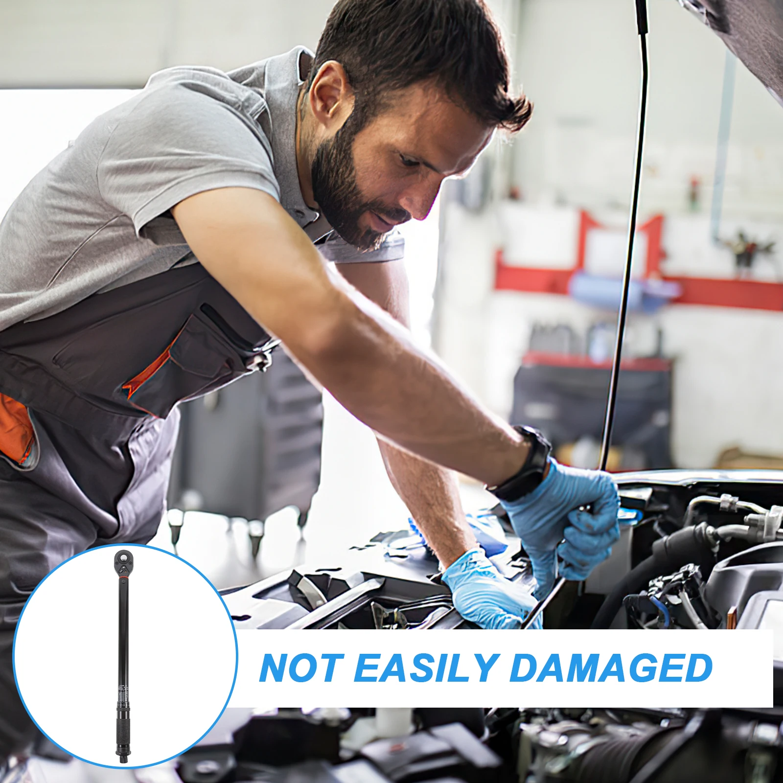 

1/2 Inch Drive Adjustable Torque Wrench 28-210Nm Click Type Reversible Ratcheting No Steel Construction Precise